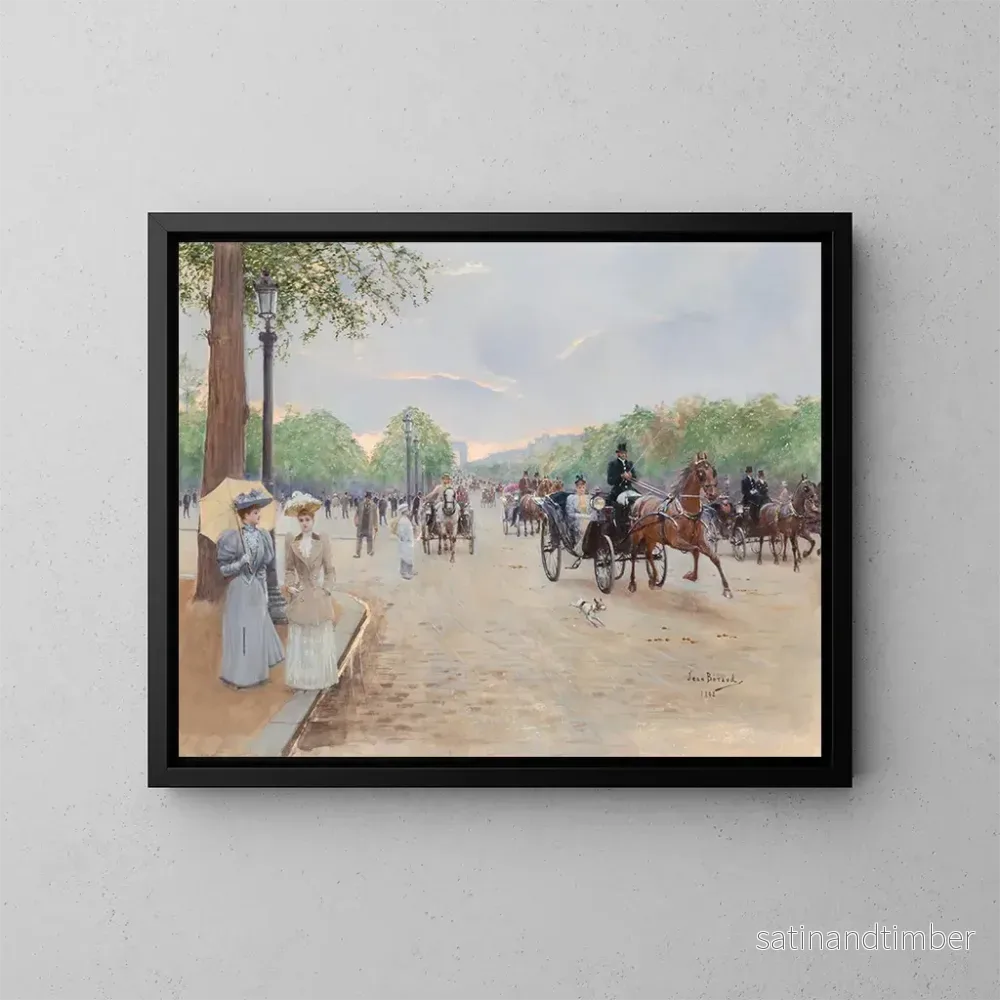 Reproduktion av målningen På Champs-Élysées - Jean Béraud