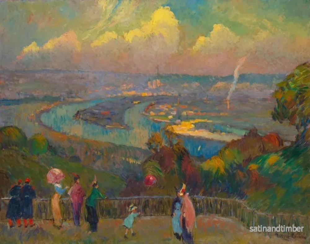 Reproduktion av målningen Rouen, Seine, utsikt från höjderna i Caudebec - Robert Antoine Pinchon - Bild 2