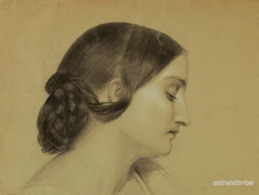 Reproduktion av målningen Profil d'une femme avec un chignon tressé - Daniel Huntington - Bild 2
