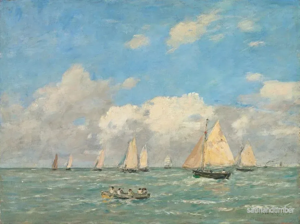 Reproduktion av målningen La Sortie des barques à Trouville - Eugène Boudin - Bild 2
