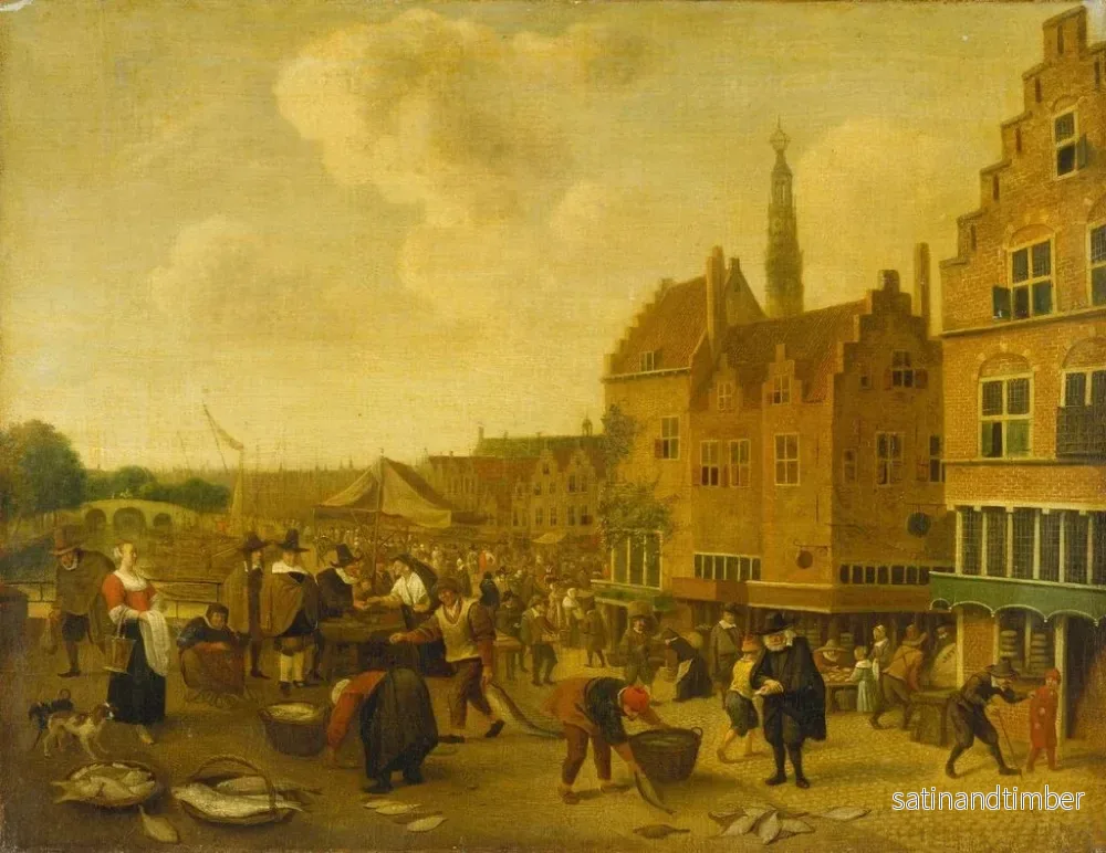 Reproduktion av målningen Le marché aux poissons à Leyde - Jan Steen - Bild 2