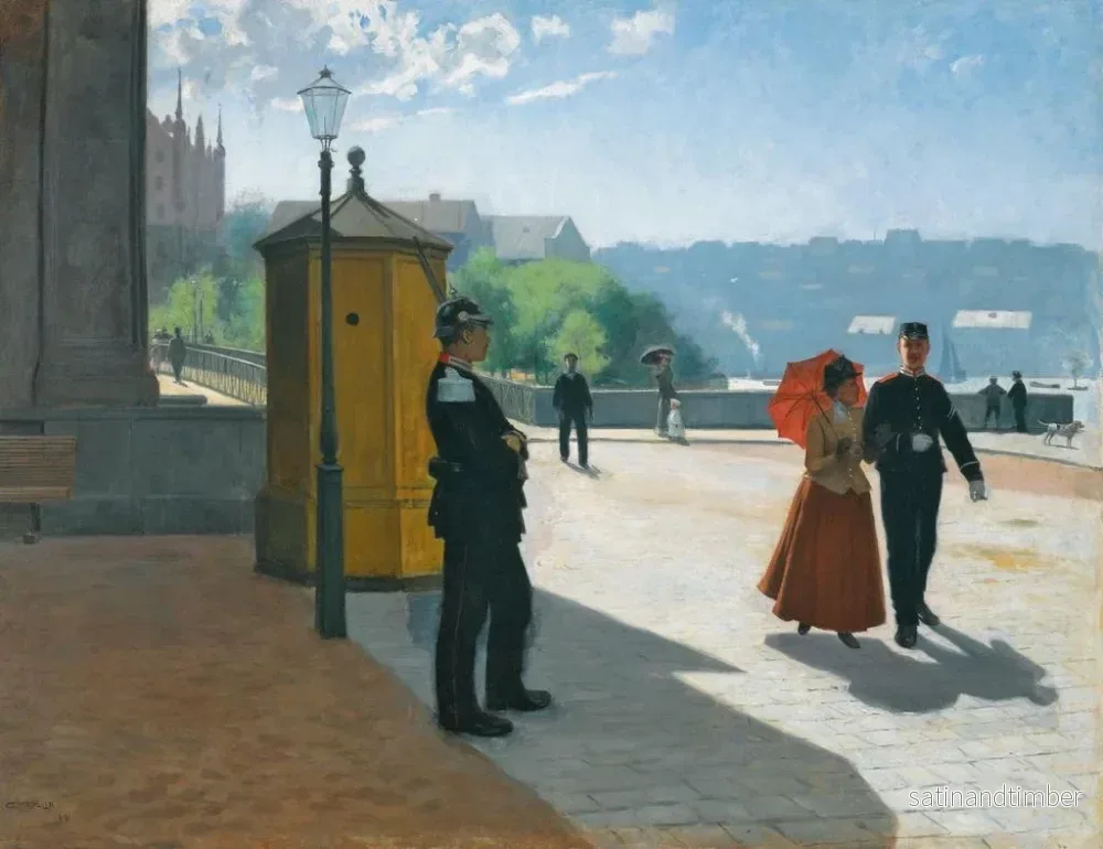 Reproduktion av målningen Soldater framför Nationalmuseum i Stockholm - Carl Hedelin - Bild 2