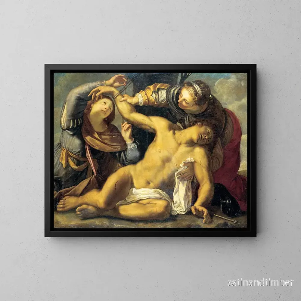 Reproduktion av målningen Saint Sébastien soigné par sainte Irène et un serviteur – Ecole des Carracci Reproduktion av målningen Saint Sébastien soigné par sainte Irène et un serviteur – Ecole des Carracci
