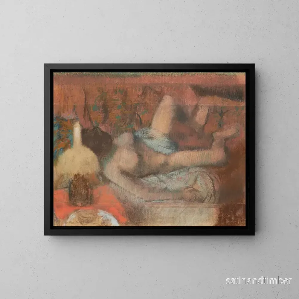 Reproduktion av målningen av en naken kvinna som ligger - Edgar Degas