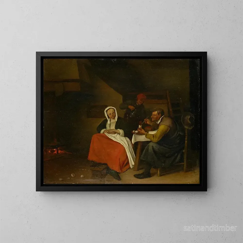 Reproduktion av målningen Fermier som äter ägg - Jan Steen