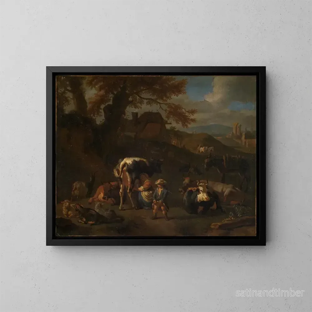 Reproduktion av målningen Scène de bergers - Pieter van Bloemen
