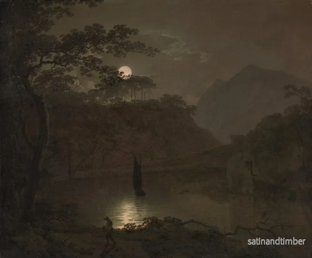 Reproduktion av målningen En sjö i månljus - Joseph Wright de Derby - Bild 2