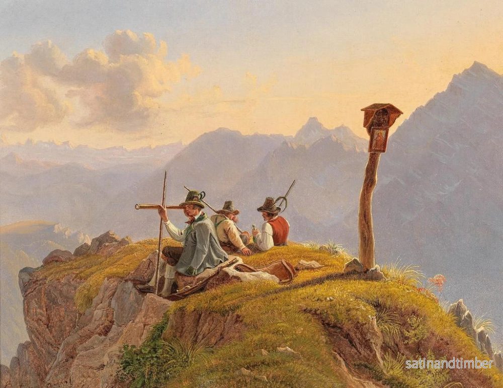 Reproduktion av målningen Jägare som vilar på toppen, scen i Salzkammergut - Gustav Reinhold - Bild 2