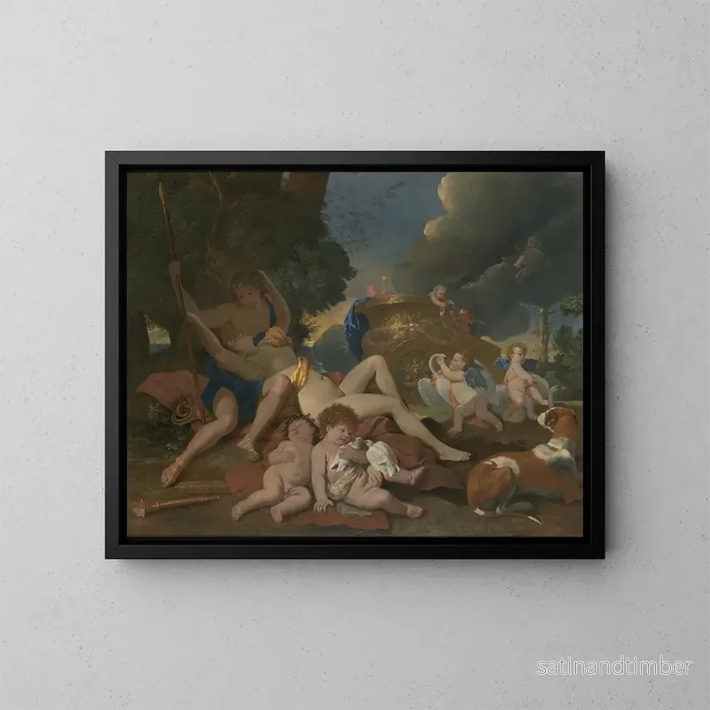 Reproduktion av målningen Venus och Adonis - Nicolas Poussin