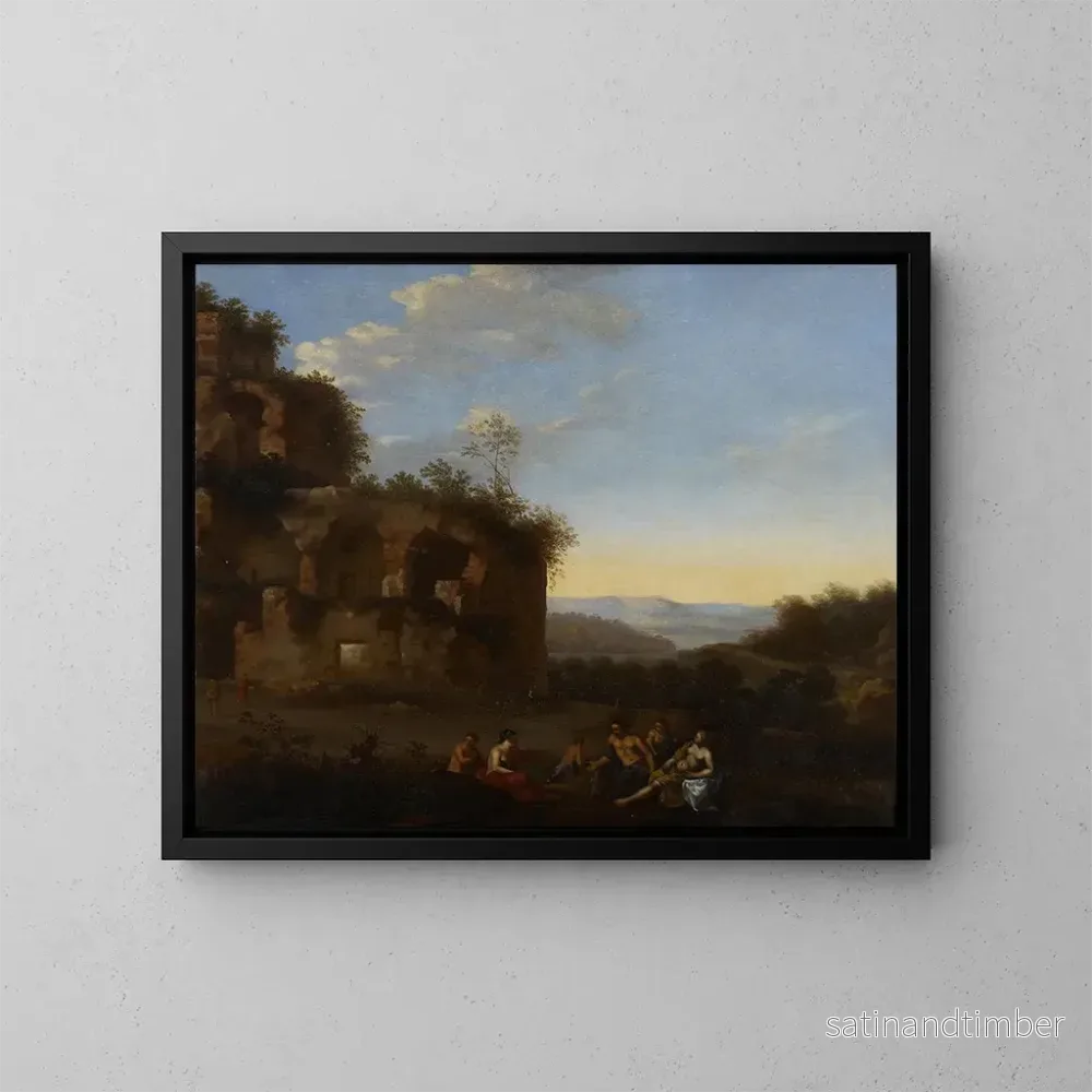 Reproduktion av målningen Landskap Italien med figurer – Johan van Haensbergen Reproduktion av målningen Landskap Italien med figurer – Johan van Haensbergen