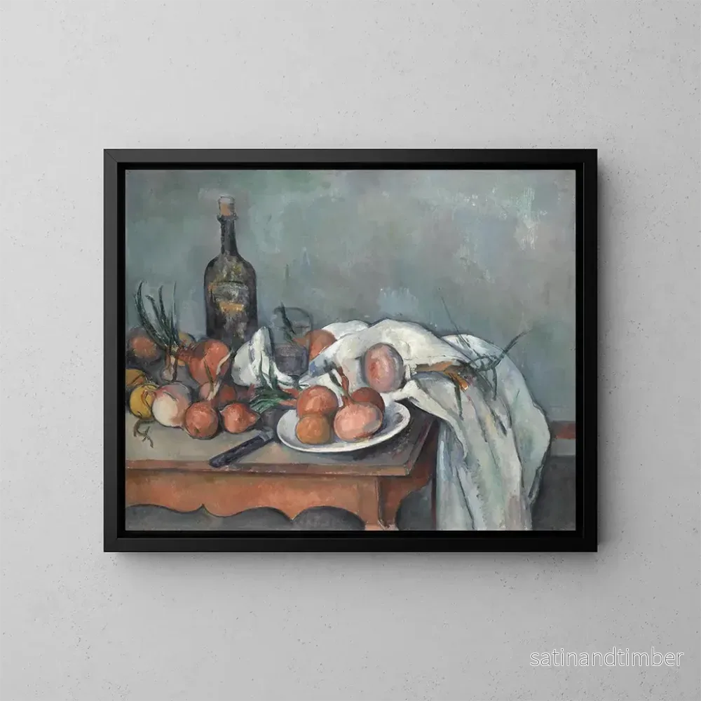 Reproduktion av målningen Naturtavla med lökar - Paul Cézanne