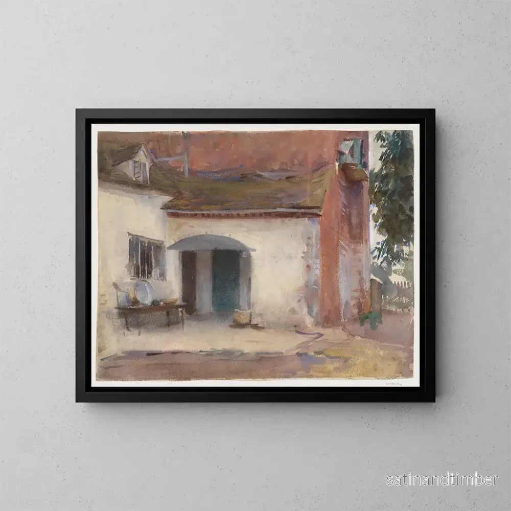 Reproduktion av målningen av huset och gården - John Singer Sargent