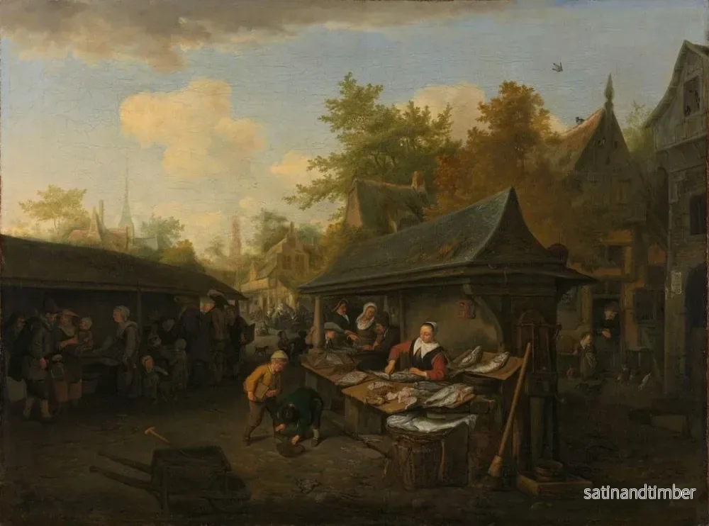 Reproduktion av målningen Marknad för fisk - Cornelis Dusart - Bild 2