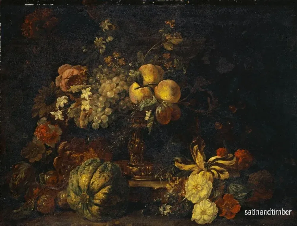 Reproduktion av målningen av stilleben med blommor och frukter - Gaspar Peeter Verbruggen den yngre - Bild 2