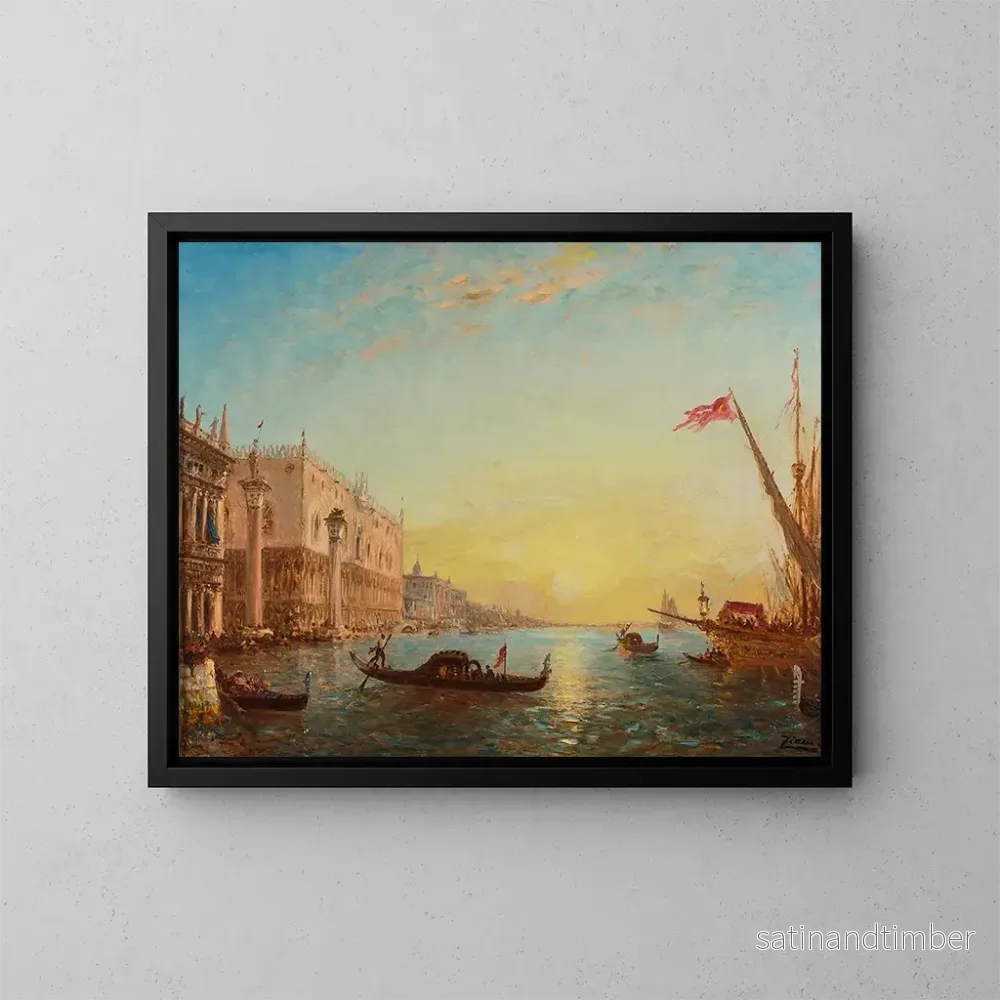 Reproduktion av målningen Soluppgång framför Piazzetta och Dogepalatset, Venedig – Félix Ziem
