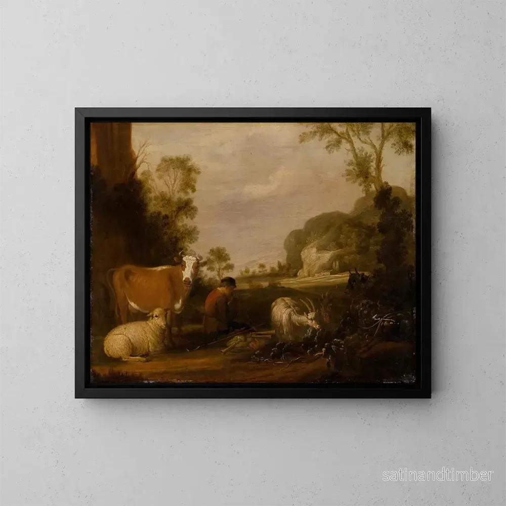 Reproduktion av målningen Bergère som spelar musik - Claes Cornelisz Moeyaert