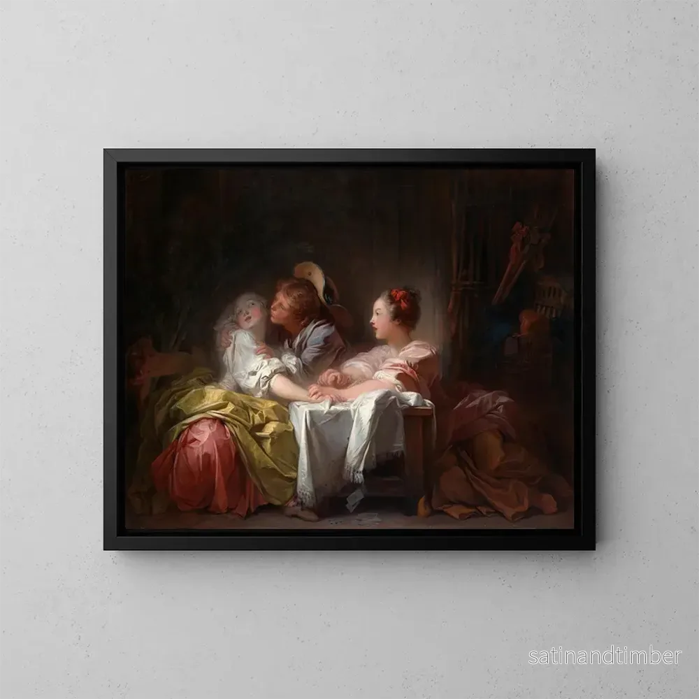 Reproduktion av målningen Le Baiser volé - Jean-Honoré Fragonard