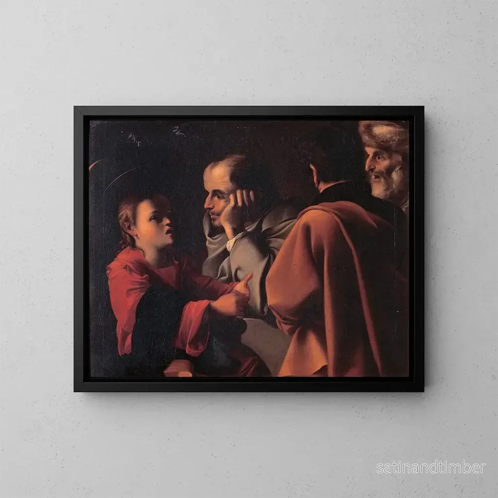 Reproduktion av målningen Le Christ parmi les docteurs - Pensionante del Saraceni