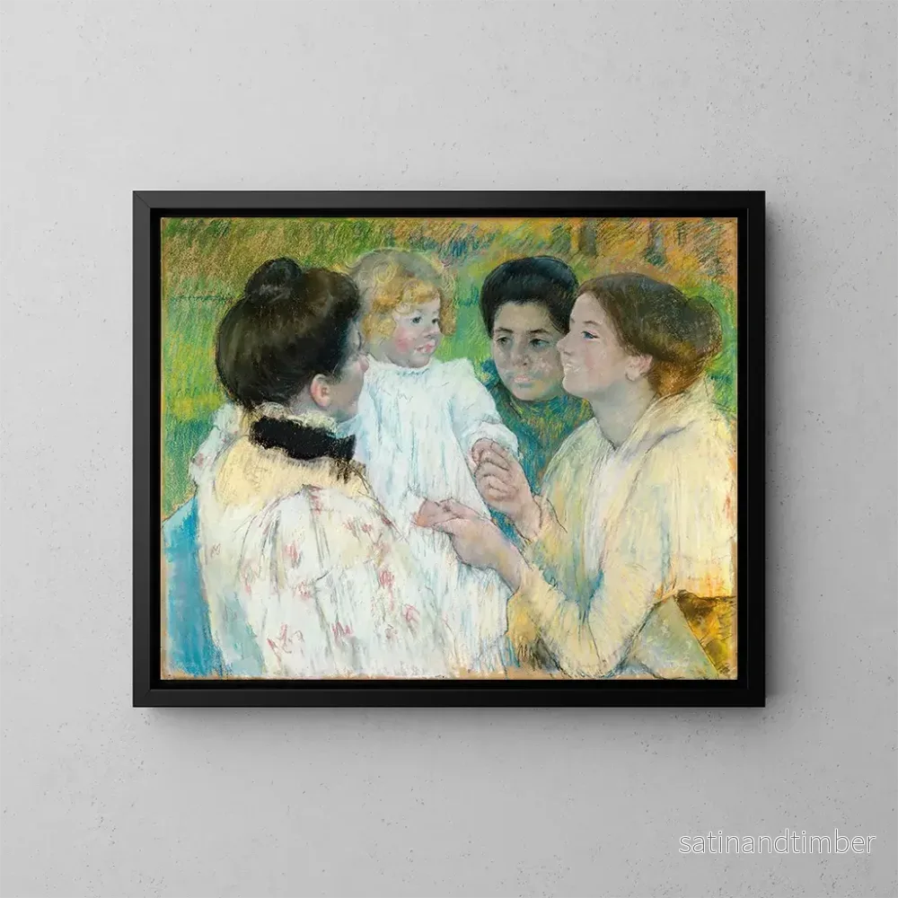 Reproduktion av målningen av kvinnor som beundrar ett barn - Mary Cassatt