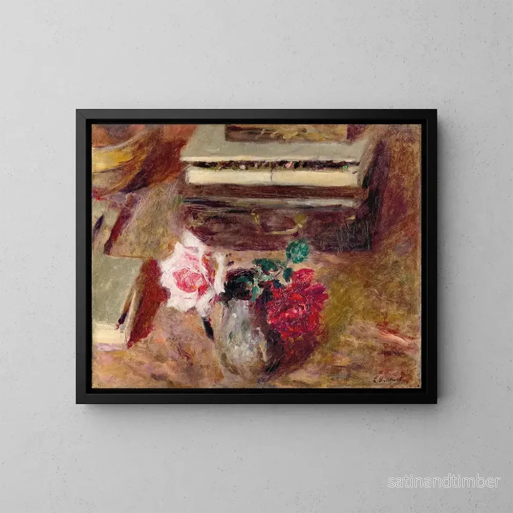 Reproduktion av målningen Les Deux roses et la boîte de pastels - Édouard Vuillard
