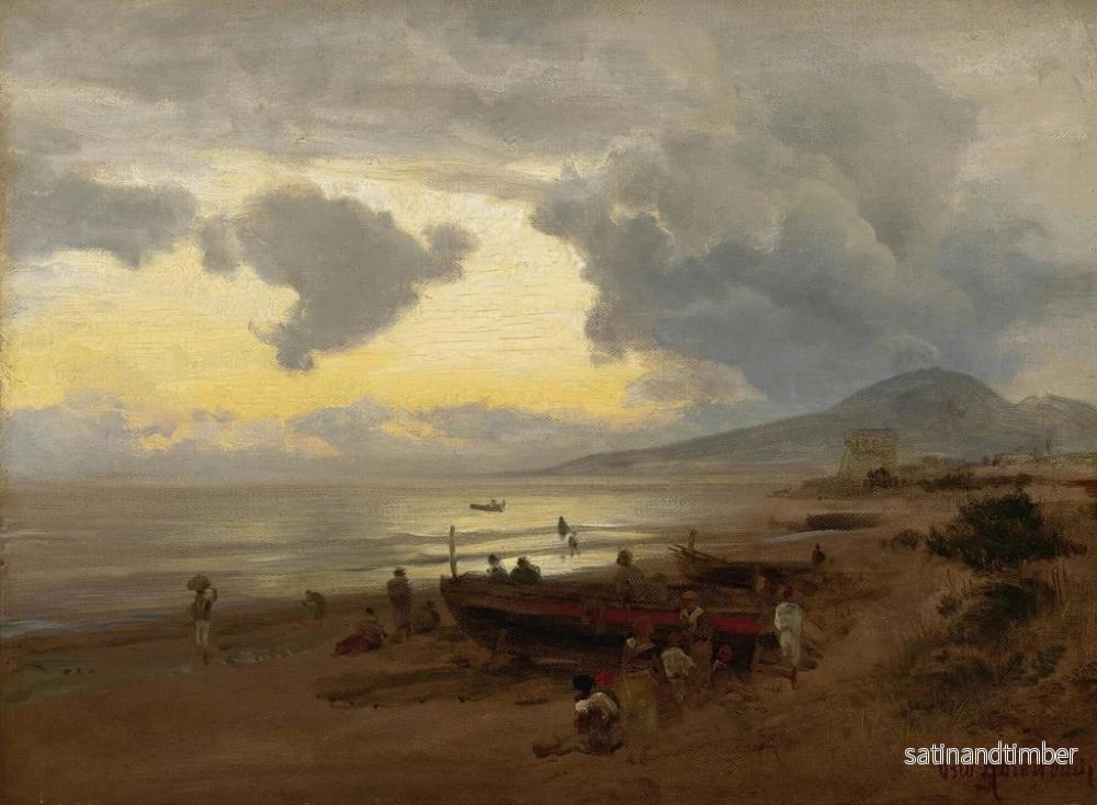 Reproduktion av målningen Solnedgång vid stranden - Oswald Achenbach - Bild 2