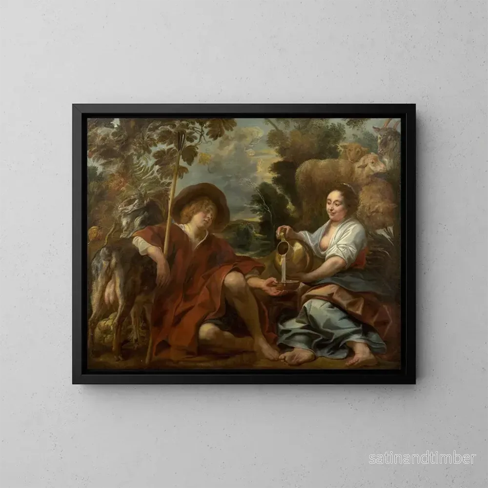 Reproduktion av målningen Bergère versant du lait à un berger - Jacob Jordaens