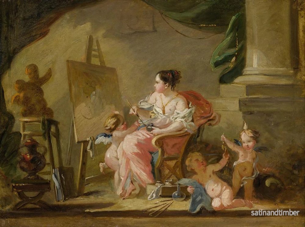 Reproduktion av målningen En allegori av målning - François Boucher-skolan - Bild 2