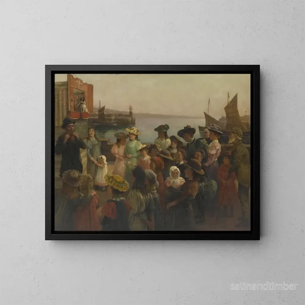 Reproduktion av målningen av marionettföreställning Punch och Judy - William Barr