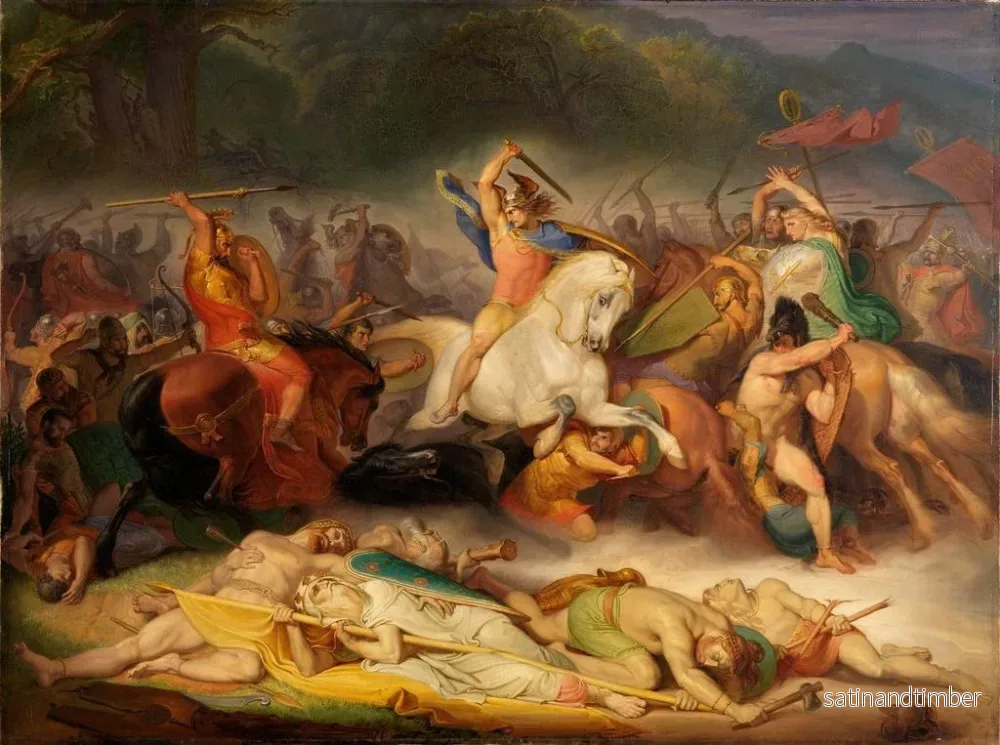 Reproduktion av målningen La bataille de Hermann dans la forêt de Teutoburg - Wilhelm Lindenschmit l'Ancien - Bild 2