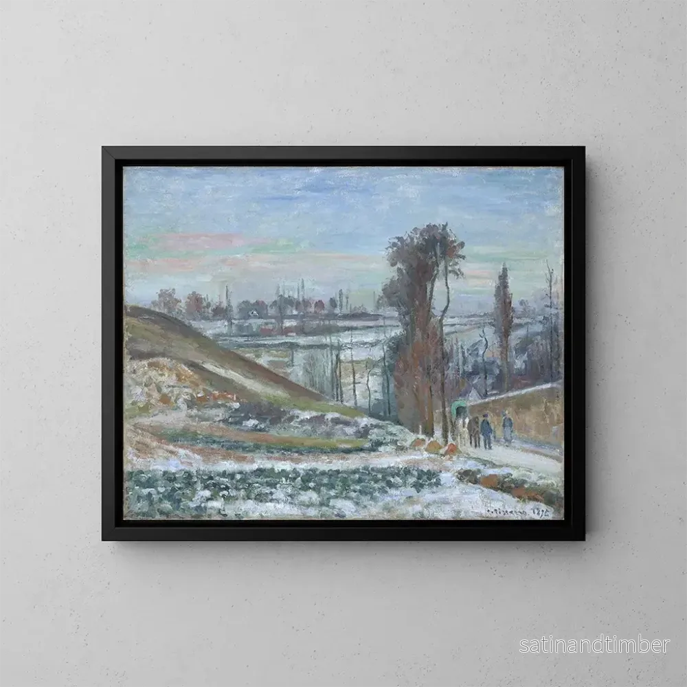 Reproduktion av målningen Landskapsnöklädd nära Hermitage – Camille Pissarro Reproduktion av målningen Landskapsnöklädd nära Hermitage – Camille Pissarro