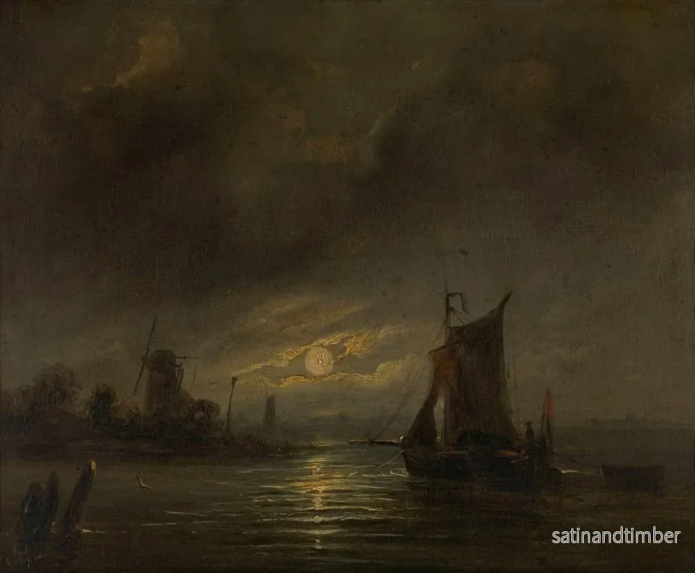 Reproduktion av målningen Vue nocturne - Egide Linnig - Bild 2
