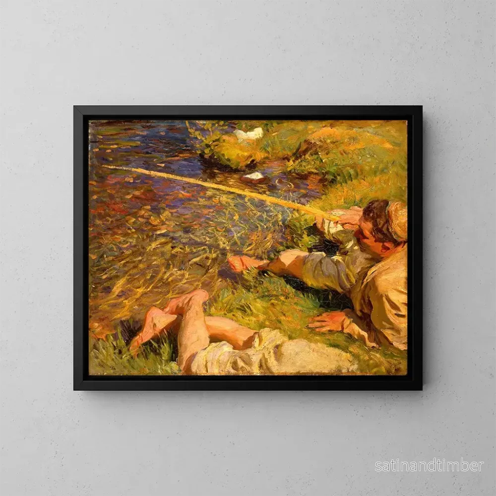 Reproduktion av målningen Val d’Aoste, en man med fiske – John Singer Sargent