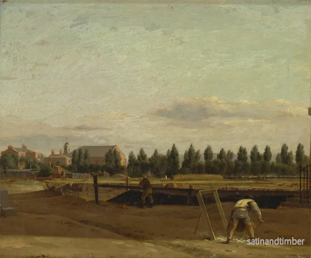 Reproduktion av målningen Excavation du canal des Régents avec vue sur la chapelle de Marylebone - John Seguier - Bild 2