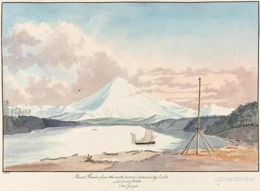 Reproduktion av målningen Mont Rainier från den södra delen av Admiralty-inloppet - Charles Hamilton Smith - Bild 2