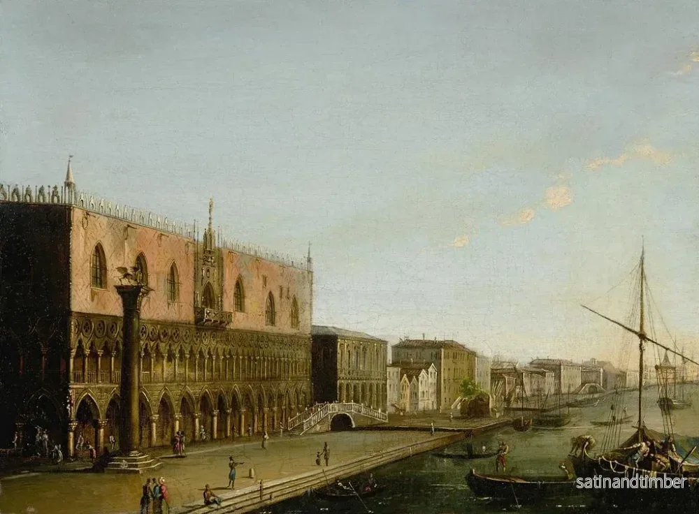 Reproduktion av målningen Venise, vy av Molo med Dogepalatset - Giuseppe Borsato - Bild 2