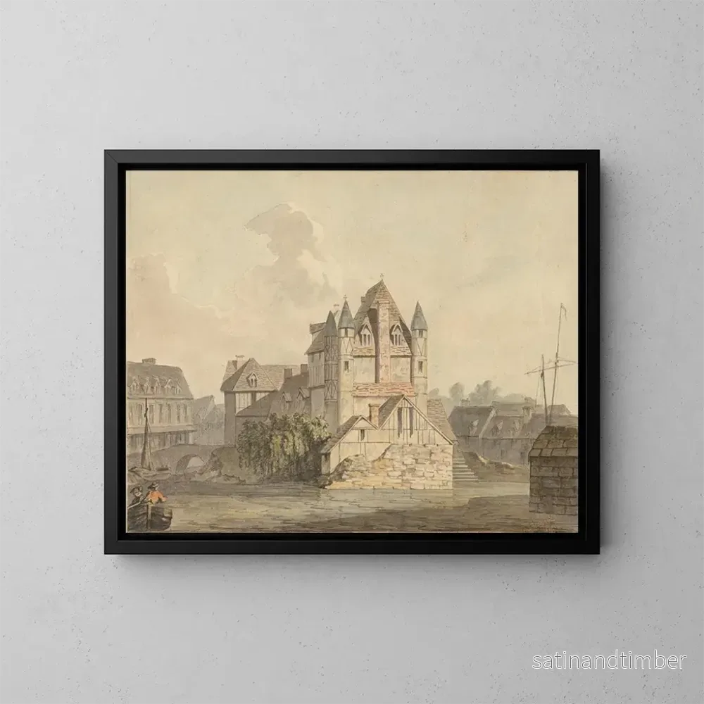 Reproduktion av målningen La Fin du pont ruiné à Rouen - Samuel Davis