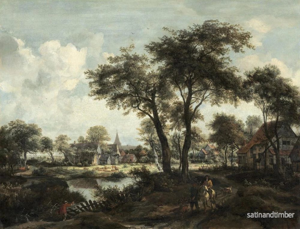 Reproduktion av målningen av by nära en damm - Meindert Hobbema - Bild 2