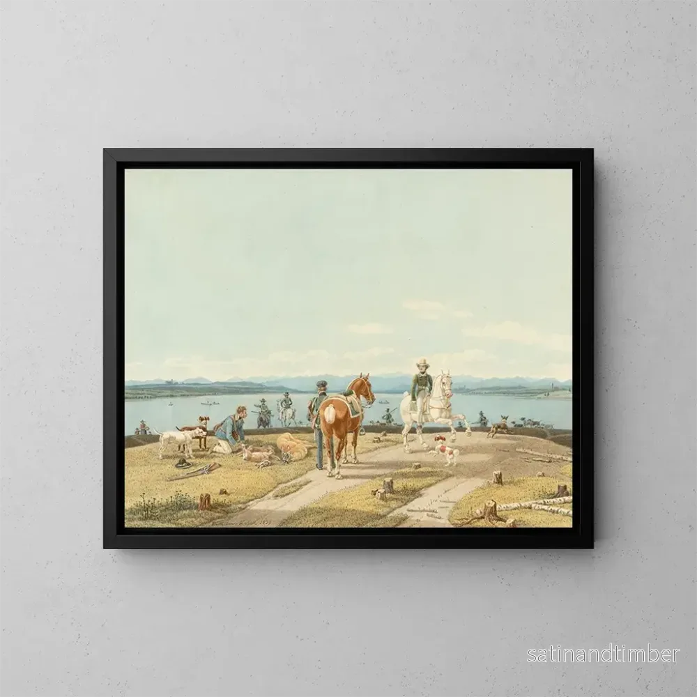 Reproduktion av målningen Efter jakt - Wilhelm von Kobell