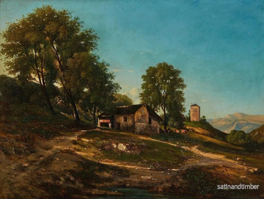 Reproduktion av målningen Landskapsmålning sommar med gård - Henri-Joseph Harpignies - Bild 2