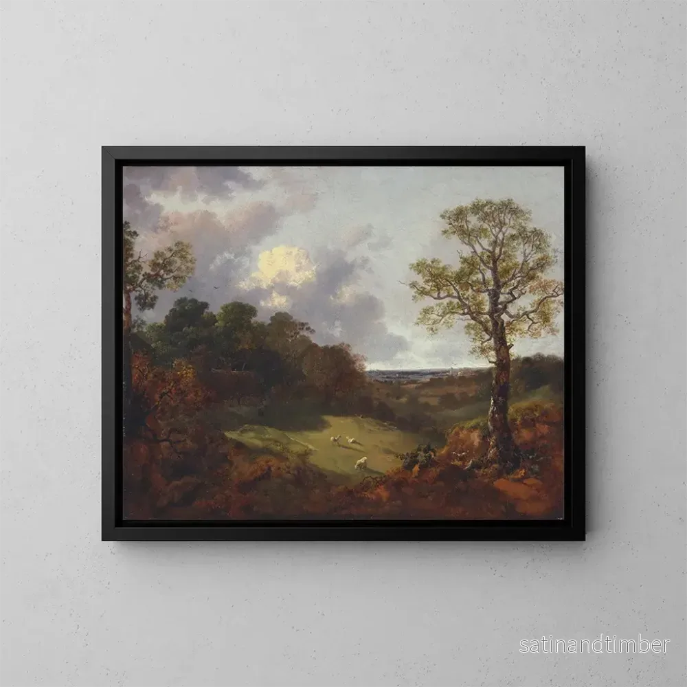 Reproduktion av målningen Landskapslandskap med en stuga och en herde - Thomas Gainsborough