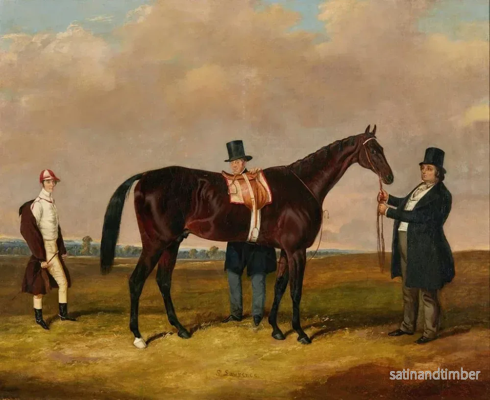 Reproduktion av målningen Lord Howth med sin fullblod Saint Laurent, hans tränare och jockey Ford - Harry Hall - Bild 2