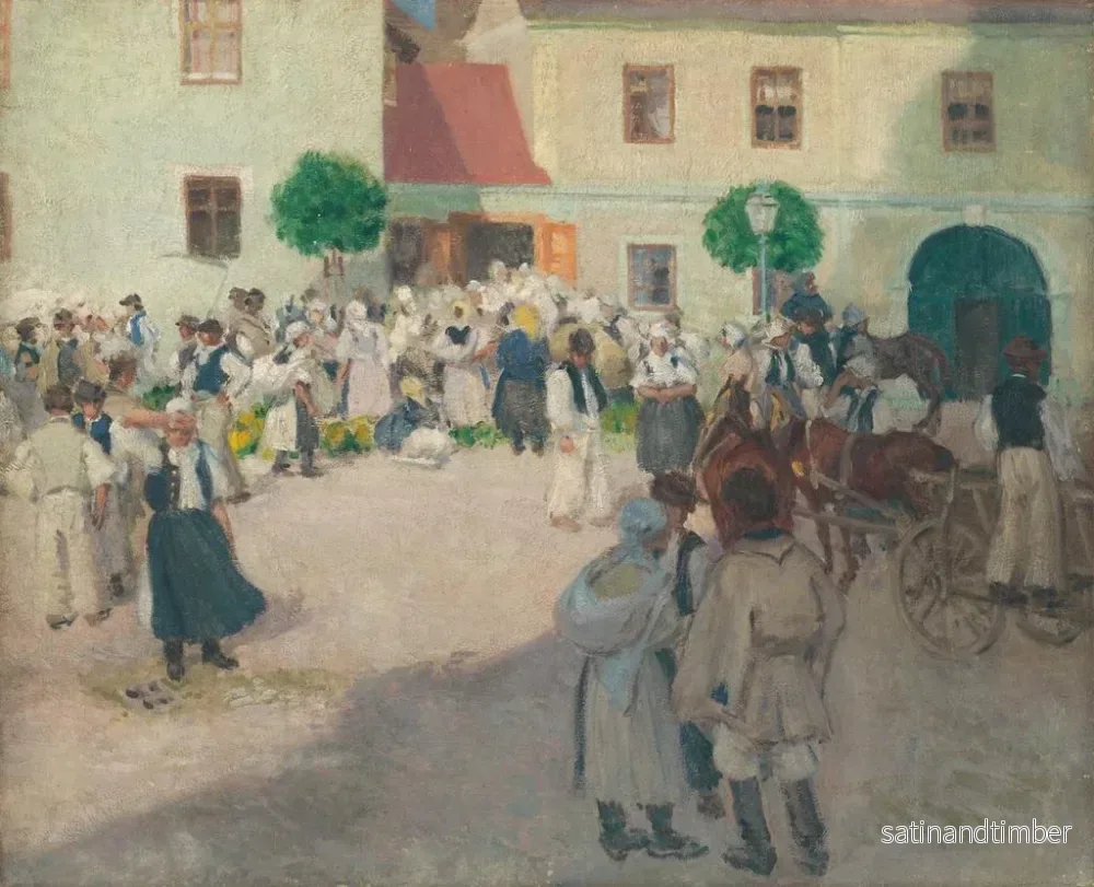 Reproduktion av målningen på marknaden i Myjava - Miloš Jiránek - Bild 2