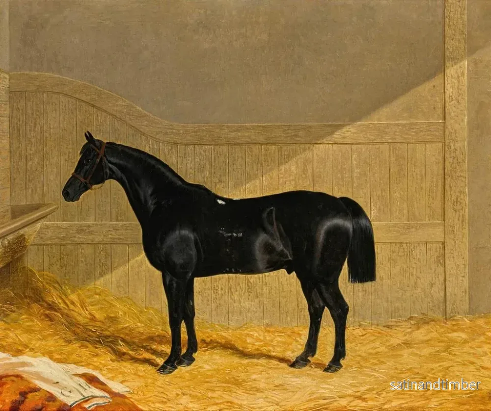 Reproduktion av målningen av den svarta hästen i en stall - John Frederick Herring den äldre - Bild 2