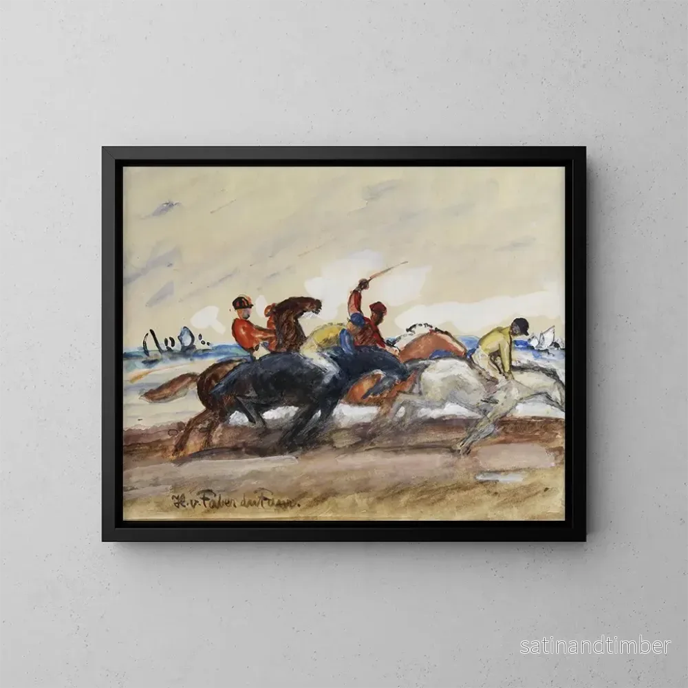Reproduktion av målningen Jockeys lors d’une course sur la plage – Hans von Faber du Faur Reproduktion av målningen Jockeys lors d’une course sur la plage – Hans von Faber du Faur
