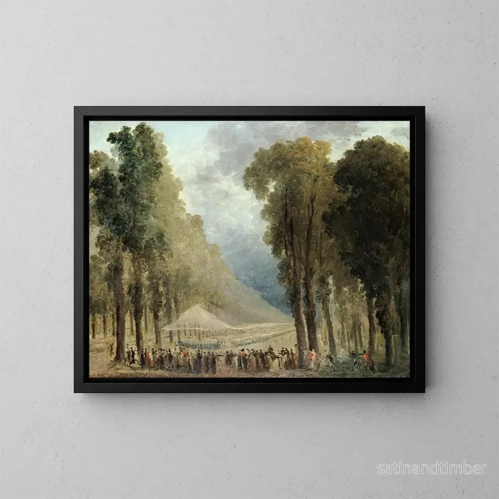 Reproduktion av målningen av måltid serverat för trupper i en allé på Champs-Élysées eller i Saint-Cloud-parken - Hubert Robert