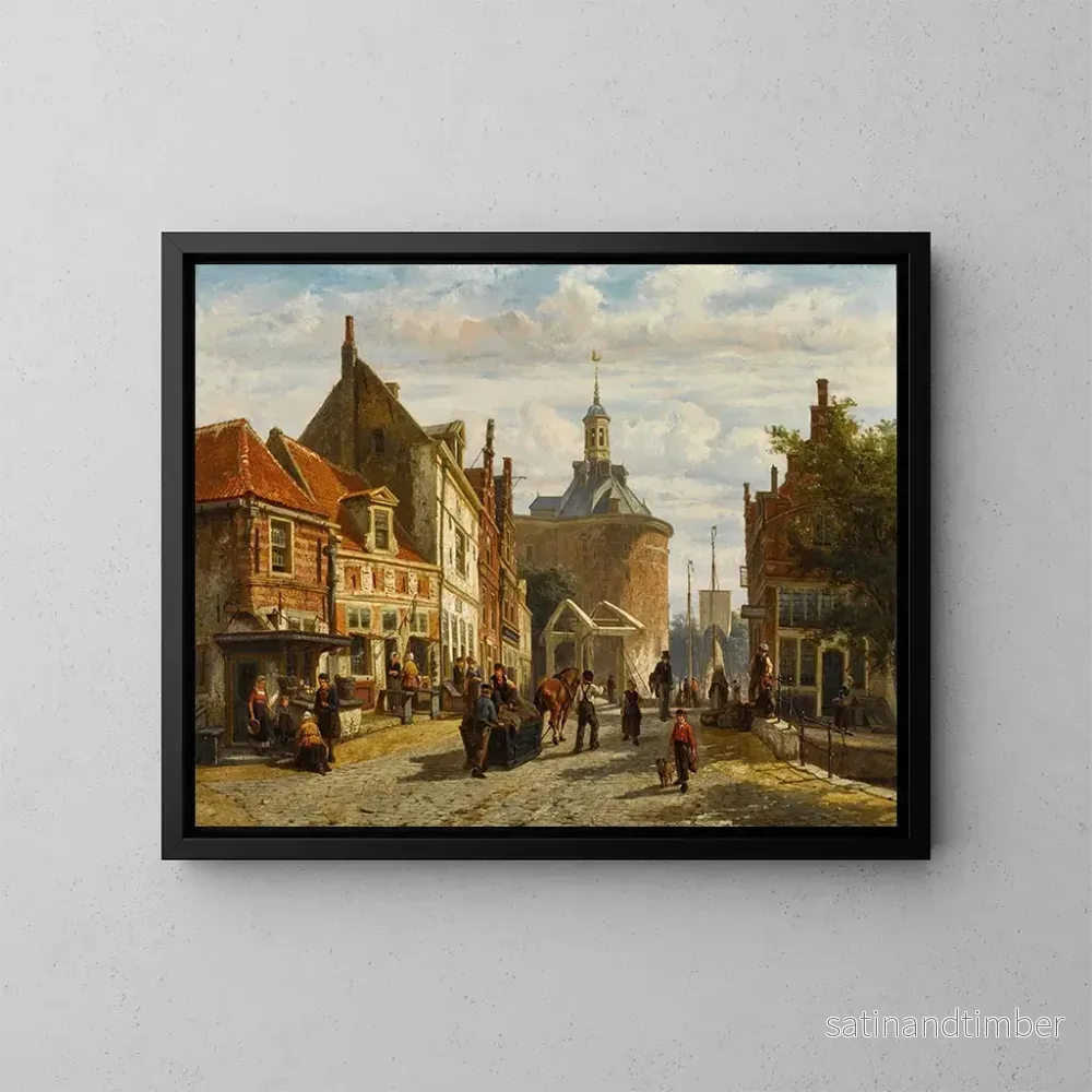 Reproduktion av målningen La Zuiderspui med Drommedaris från Enkhuizen – Cornelis Springer Reproduktion av målningen La Zuiderspui med Drommedaris från Enkhuizen – Cornelis Springer