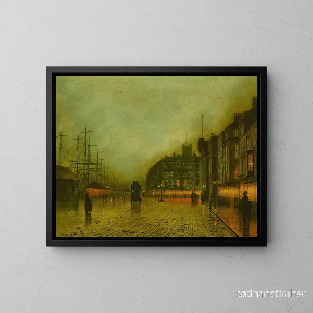Reproduktion av målningen Les docks de Liverpool - John Atkinson Grimshaw