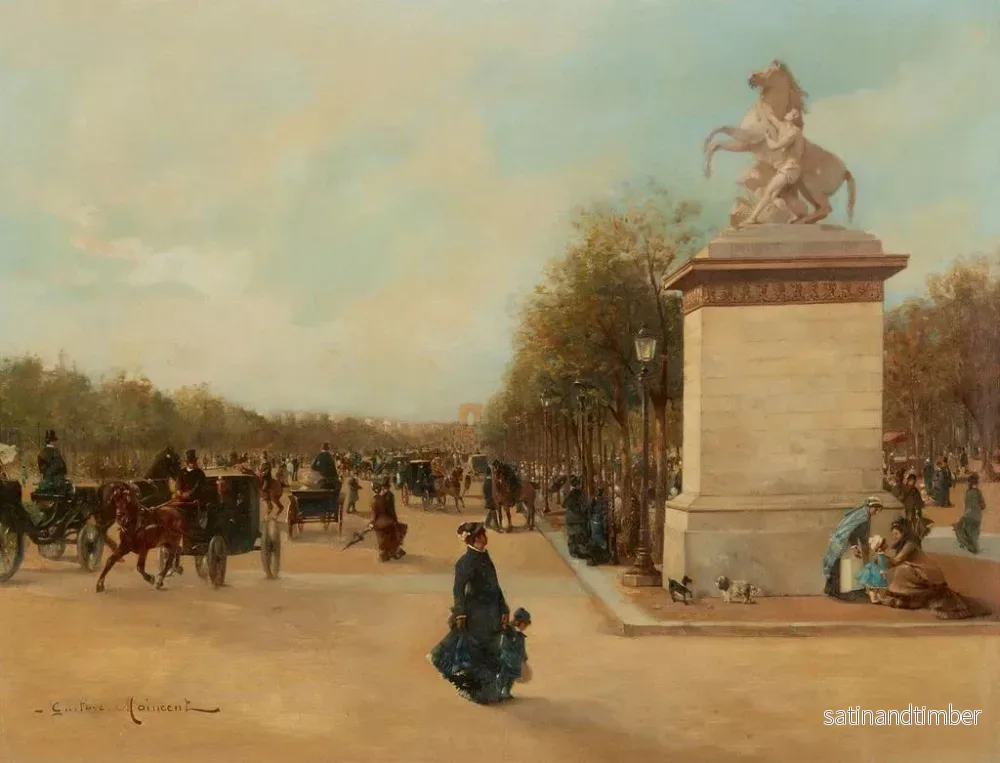 Reproduktion av målningen Les Champs-Élysées med Tuileries och Triumfbågen i fjärran - Gustave Maincent - Bild 2