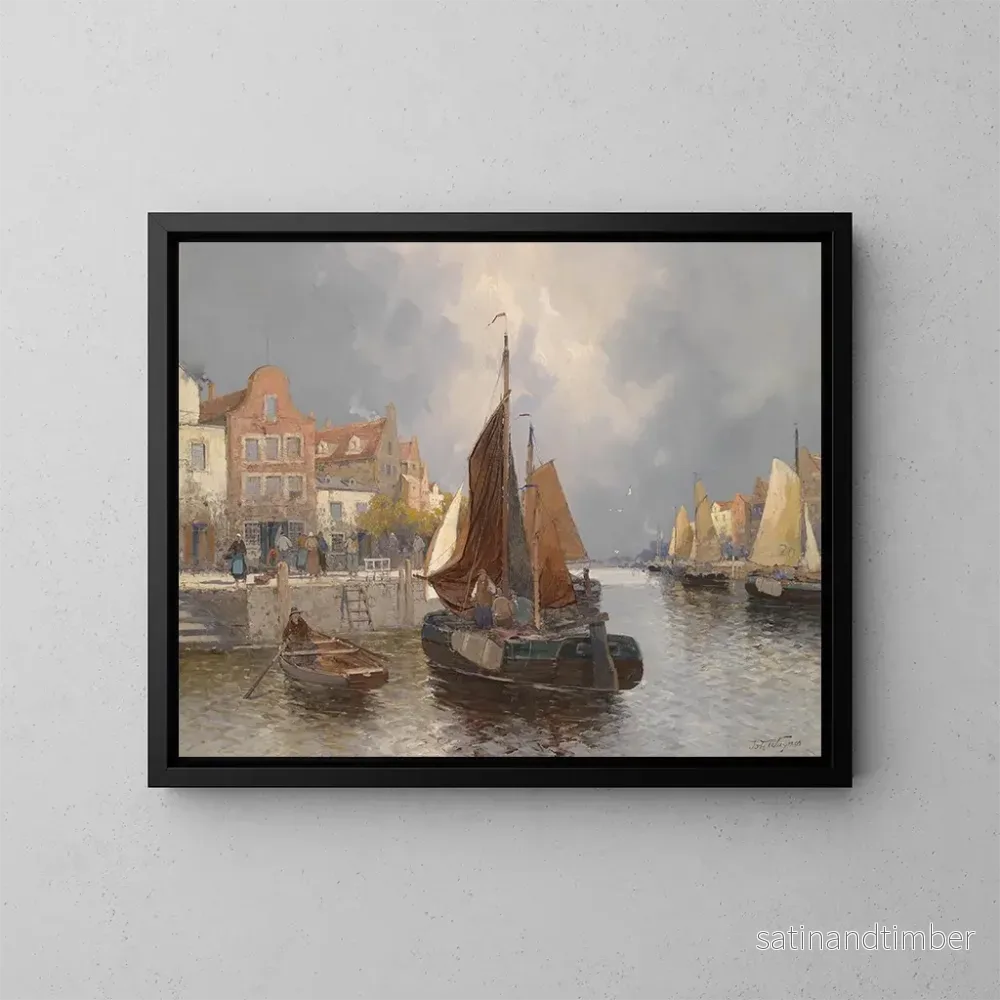 Reproduktion av målningen Vue de port hollandaise – Georg Fischhof Reproduktion av målningen Vue de port hollandaise – Georg Fischhof
