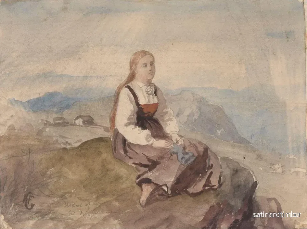 Reproduktion av målningen Flicka i ett bergslandskap - Hans Gude - Bild 2